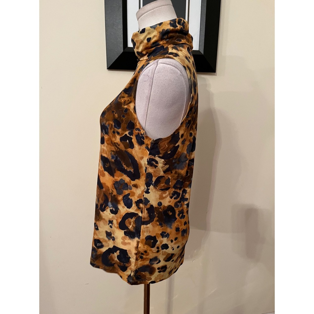 L'AGENCE Ceci Watercolor Leopard Turtleneck Sleeveless Top Medium - Picture 7 of 8
